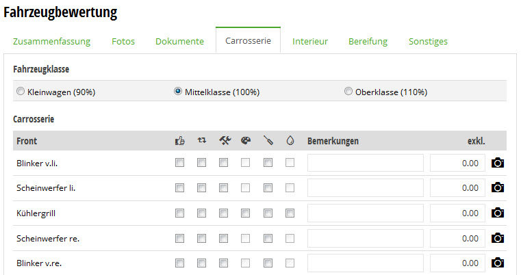 Fahrzeugbewertung